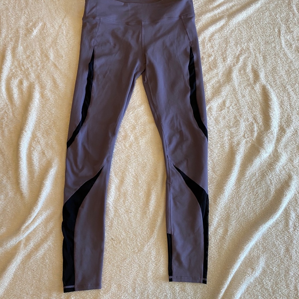 Fabletics Purple and Black Mesh Accent Leggings